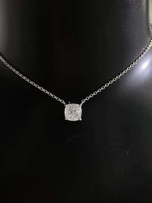 White (with chain) [P 0444] 925 Sterling Silver High Carbon Diamond Geometric Dainty Necklace